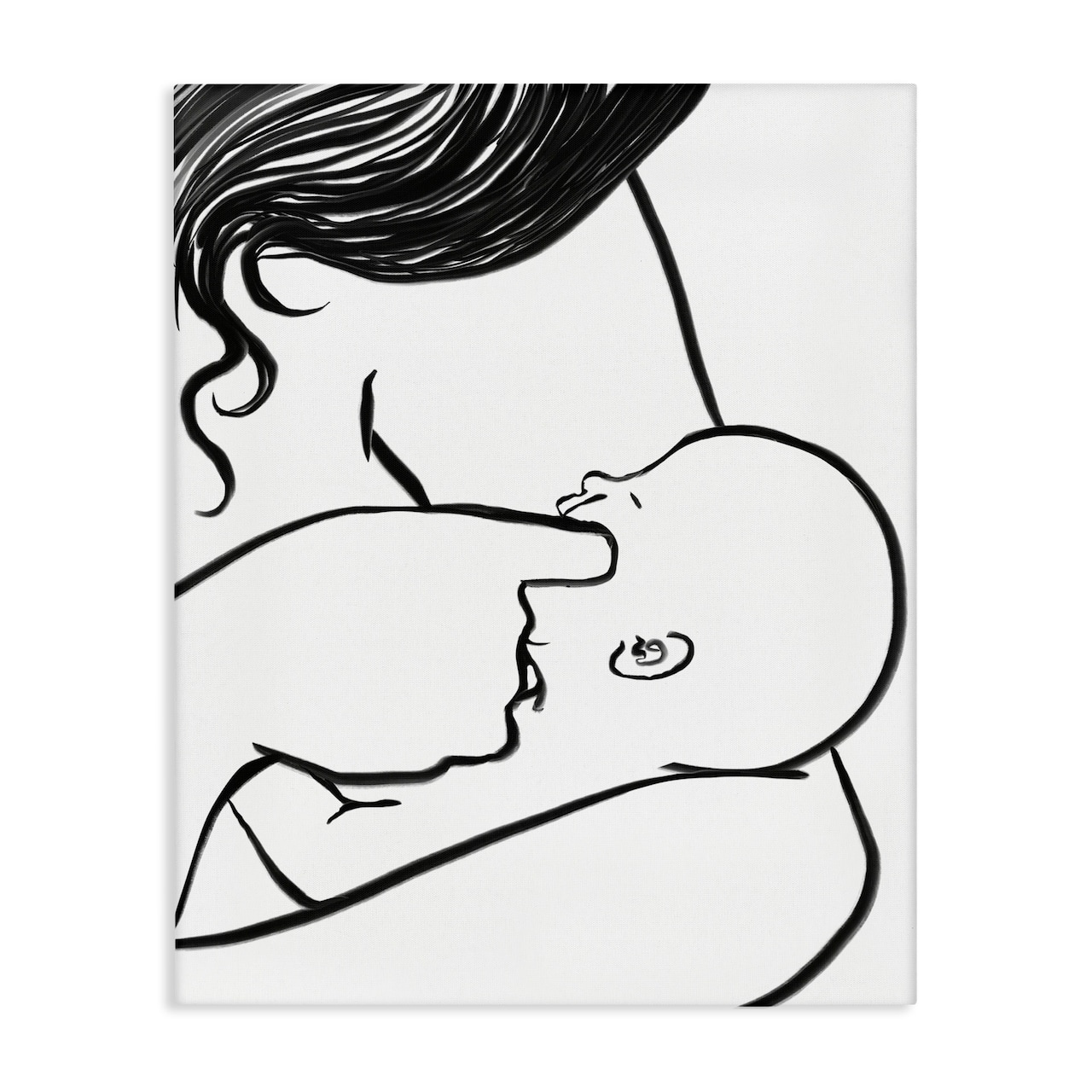 Stupell Industries Mother Nursing Child Portrait Minimal Black White Canvas Wall Art